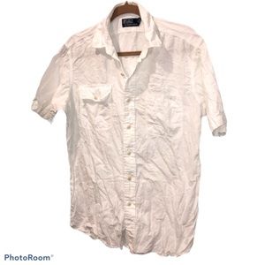 polo ralph lauren white cotton button down shirt m excellent condition
